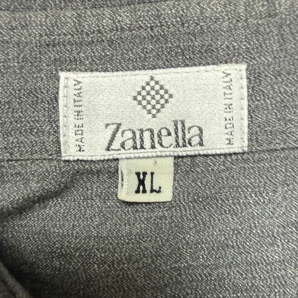 Zanella Mens XL Gray Textured Short Sleeve Button-Up Shirt Made In Italy - Picture 4 of 7
